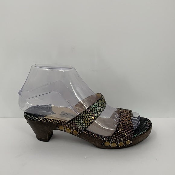 Jimmy Choo Kershaw slide double strap sandal shoe clog metallic snake wood 36 6 - Picture 1 of 6
